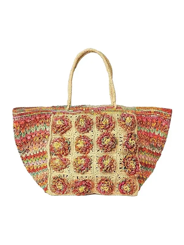 Women's Hazel Floral Woven Raffia Tote Bag Women's Hazel Floral Woven Raffia Tote Bag