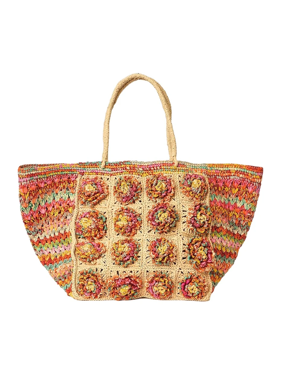 Women's Hazel Floral Woven Raffia Tote Bag Women's Hazel Floral Woven Raffia Tote Bag
