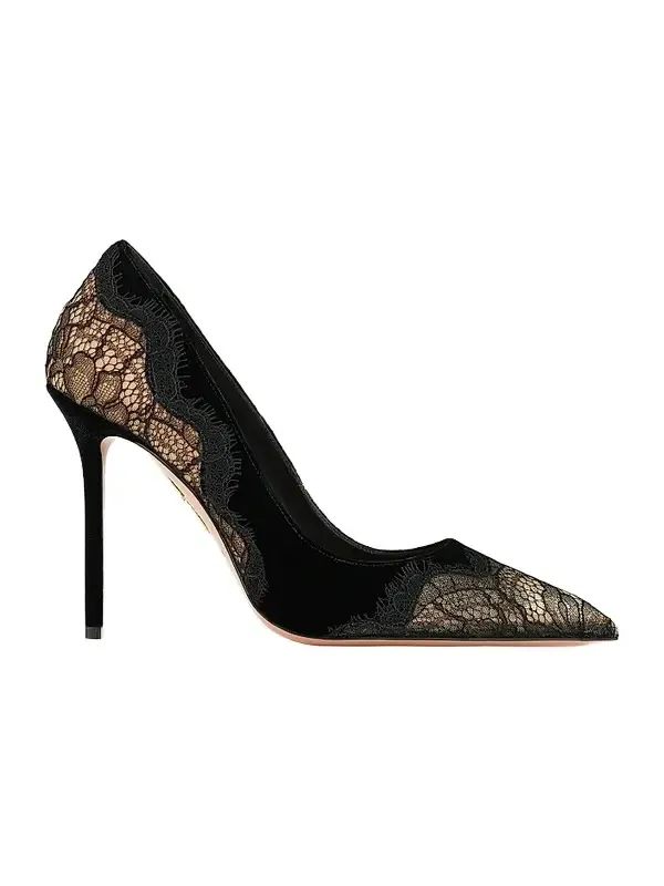 Women's Meadow 105MM Lace & Suede Pumps - Black Women's Meadow 105MM Lace & Suede Pumps - Black
