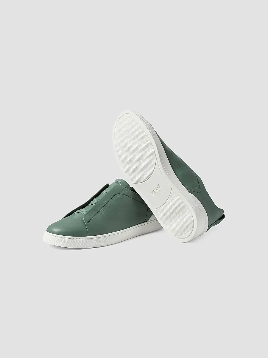 Zegna Men's Secondskin Triple Stitch Sneakers | Thumbnail 4 Zegna Men's Secondskin Triple Stitch Sneakers | Thumbnail 4