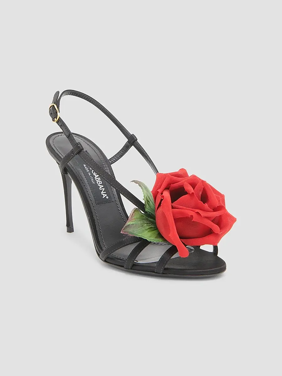 Dolce & Gabbana Women's Rose Appliqué Slingback Sandals | Thumbnail 2 Dolce & Gabbana Women's Rose Appliqué Slingback Sandals | Thumbnail 2