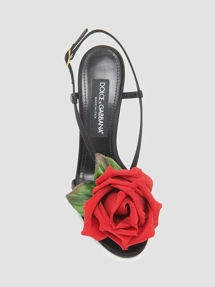 Dolce & Gabbana Women's Rose Appliqué Slingback Sandals | Thumbnail 4 Dolce & Gabbana Women's Rose Appliqué Slingback Sandals | Thumbnail 4