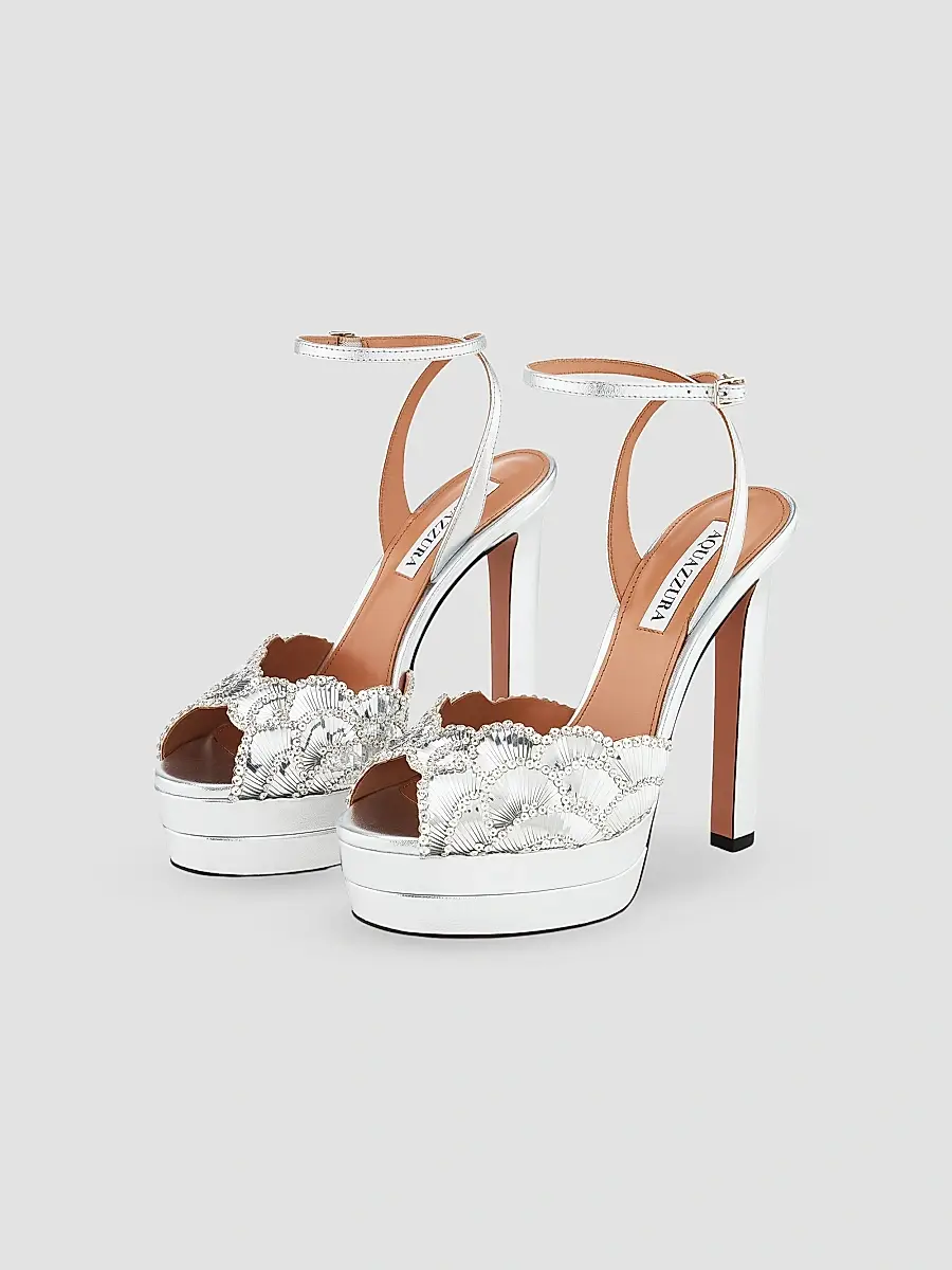 Aquazzura Women's Ce Soir 130MM Sequin-Embellished Leather Platform Sandals | Thumbnail 4 Aquazzura Women's Ce Soir 130MM Sequin-Embellished Leather Platform Sandals | Thumbnail 4