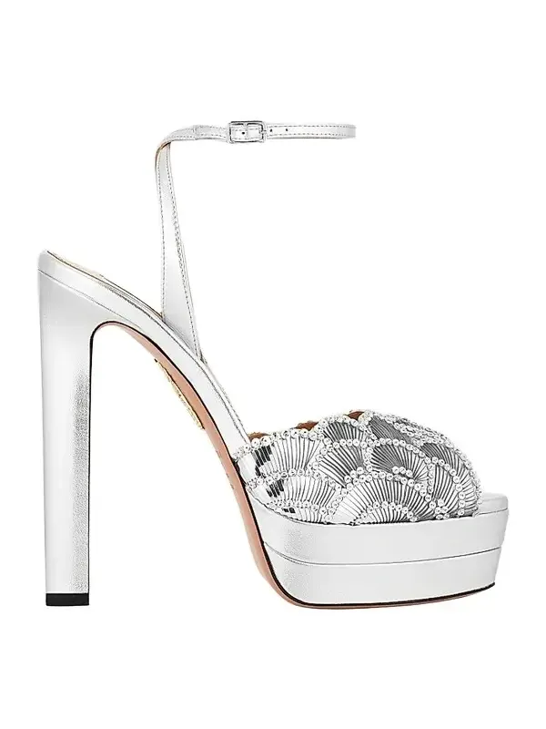 Women's Ce Soir 130MM Sequin-Embellished Leather Platform Sandals Women's Ce Soir 130MM Sequin-Embellished Leather Platform Sandals