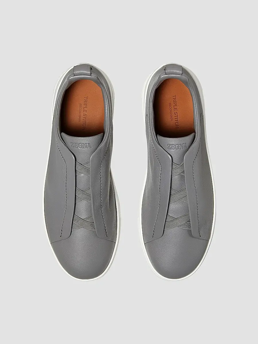 Zegna Men's Secondskin Triple Stitch Sneakers | Thumbnail 3
