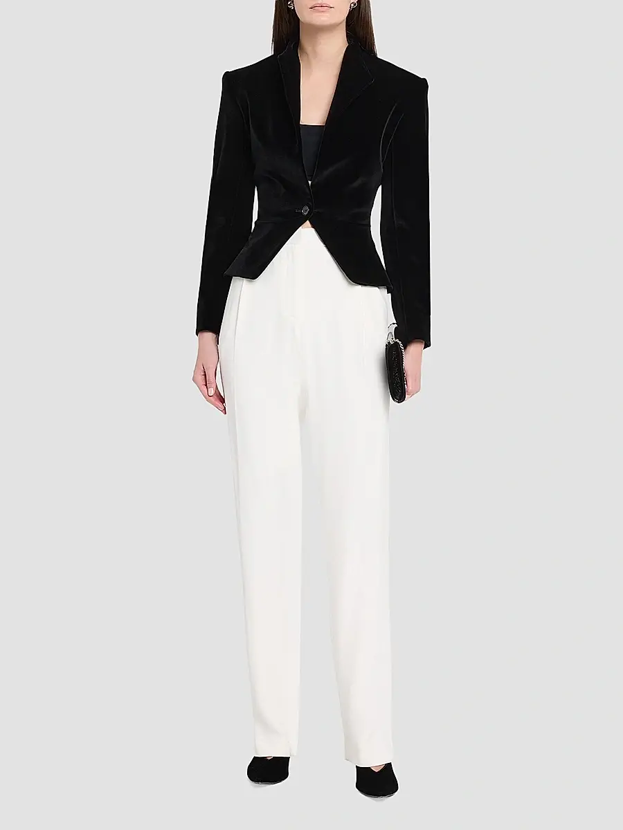 Brandon Maxwell Women's The Irving Double Crepe Straight-Leg Trousers | Thumbnail 2