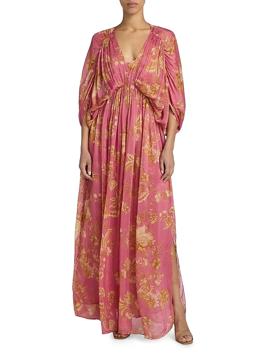 Hemant & Nandita Women's Floral A-Line Caftan Maxi Dress | Thumbnail 3 Hemant & Nandita Women's Floral A-Line Caftan Maxi Dress | Thumbnail 3