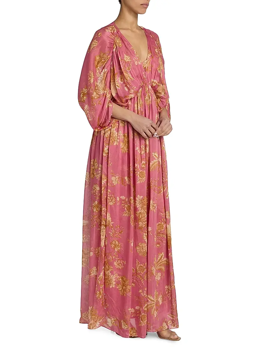Hemant & Nandita Women's Floral A-Line Caftan Maxi Dress | Thumbnail 4 Hemant & Nandita Women's Floral A-Line Caftan Maxi Dress | Thumbnail 4
