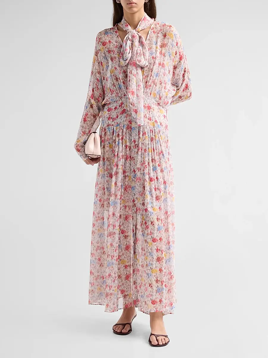 Ganni Women's Textured Silk Georgette Maxi Dress | Thumbnail 2 Ganni Women's Textured Silk Georgette Maxi Dress | Thumbnail 2