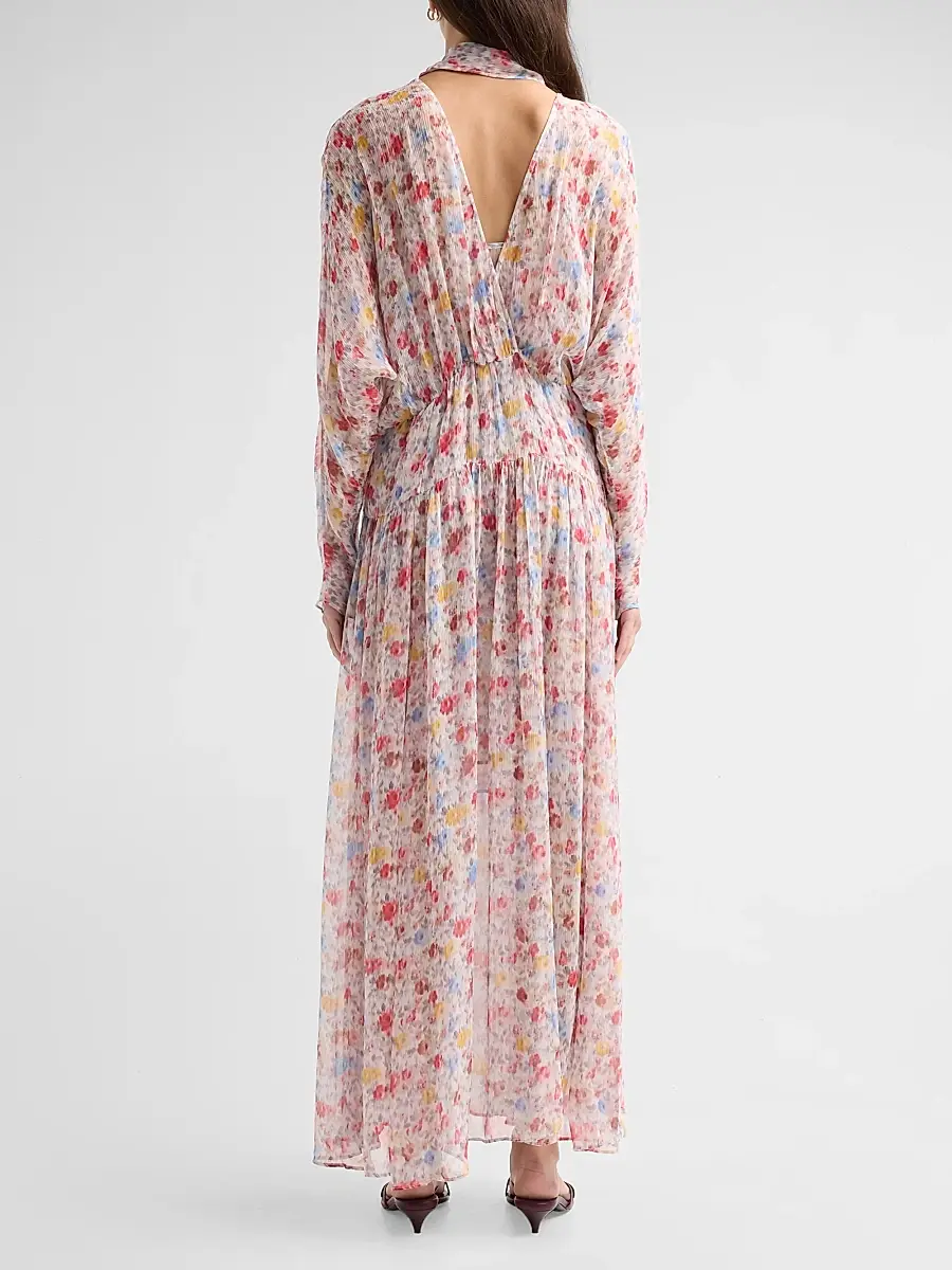 Ganni Women's Textured Silk Georgette Maxi Dress | Thumbnail 3 Ganni Women's Textured Silk Georgette Maxi Dress | Thumbnail 3