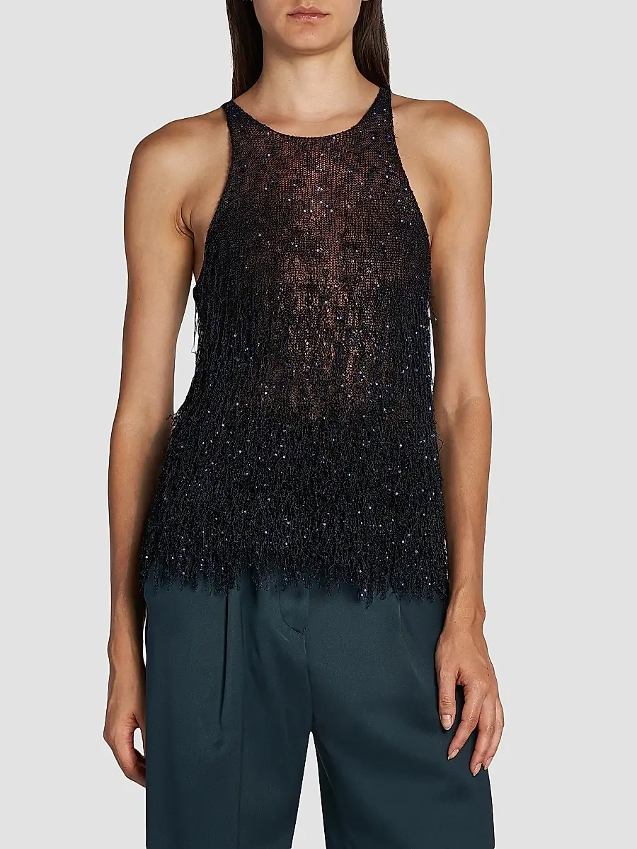 Giorgio Armani Women's Sequined Knit Sleeveless Blouse | Thumbnail 3 Giorgio Armani Women's Sequined Knit Sleeveless Blouse | Thumbnail 3