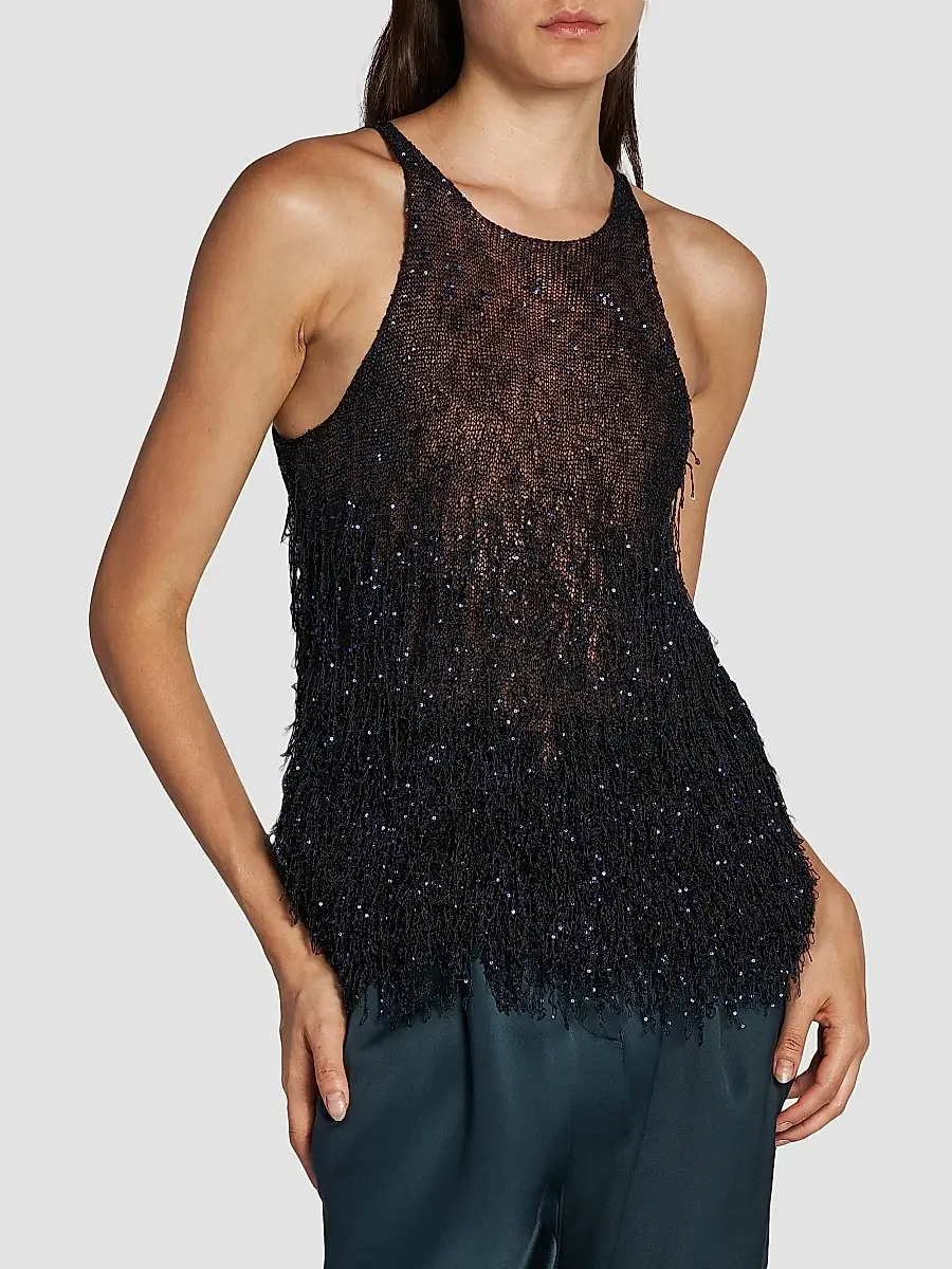 Giorgio Armani Women's Sequined Knit Sleeveless Blouse | Thumbnail 4 Giorgio Armani Women's Sequined Knit Sleeveless Blouse | Thumbnail 4