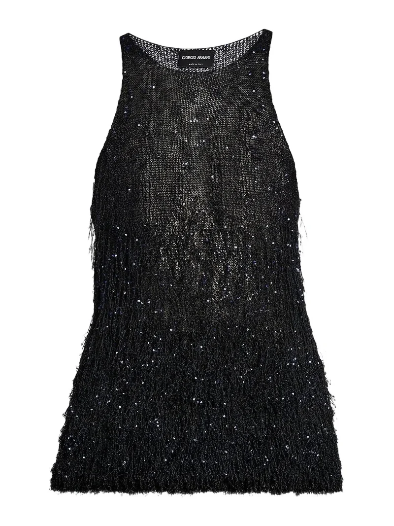 Giorgio Armani Women's Sequined Knit Sleeveless Blouse