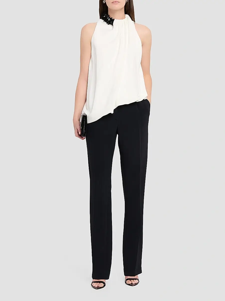 Brandon Maxwell Women's The Irving Double Crepe Straight-Leg Trousers | Thumbnail 2 Brandon Maxwell Women's The Irving Double Crepe Straight-Leg Trousers | Thumbnail 2