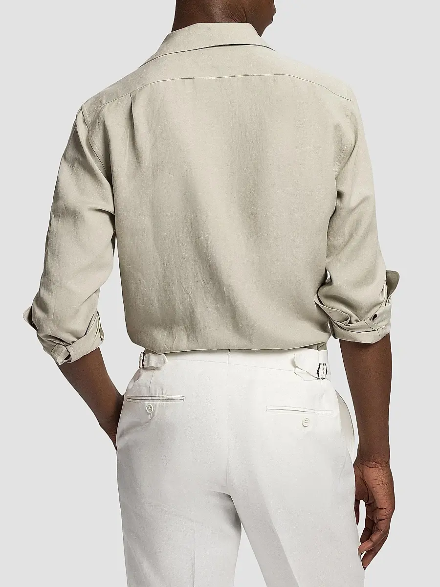Ralph Lauren Purple Label Men's Silk-Linen Button-Front Shirt | Thumbnail 3 Ralph Lauren Purple Label Men's Silk-Linen Button-Front Shirt | Thumbnail 3