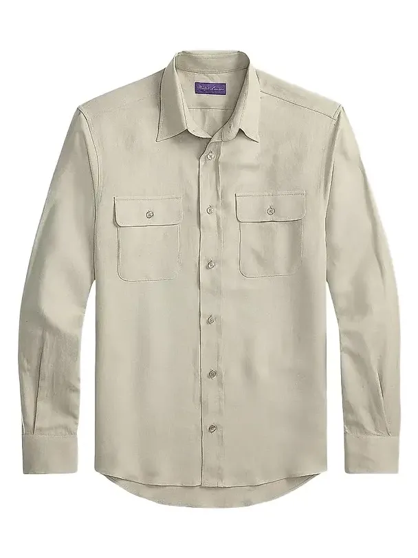 Men's Silk-Linen Button-Front Shirt