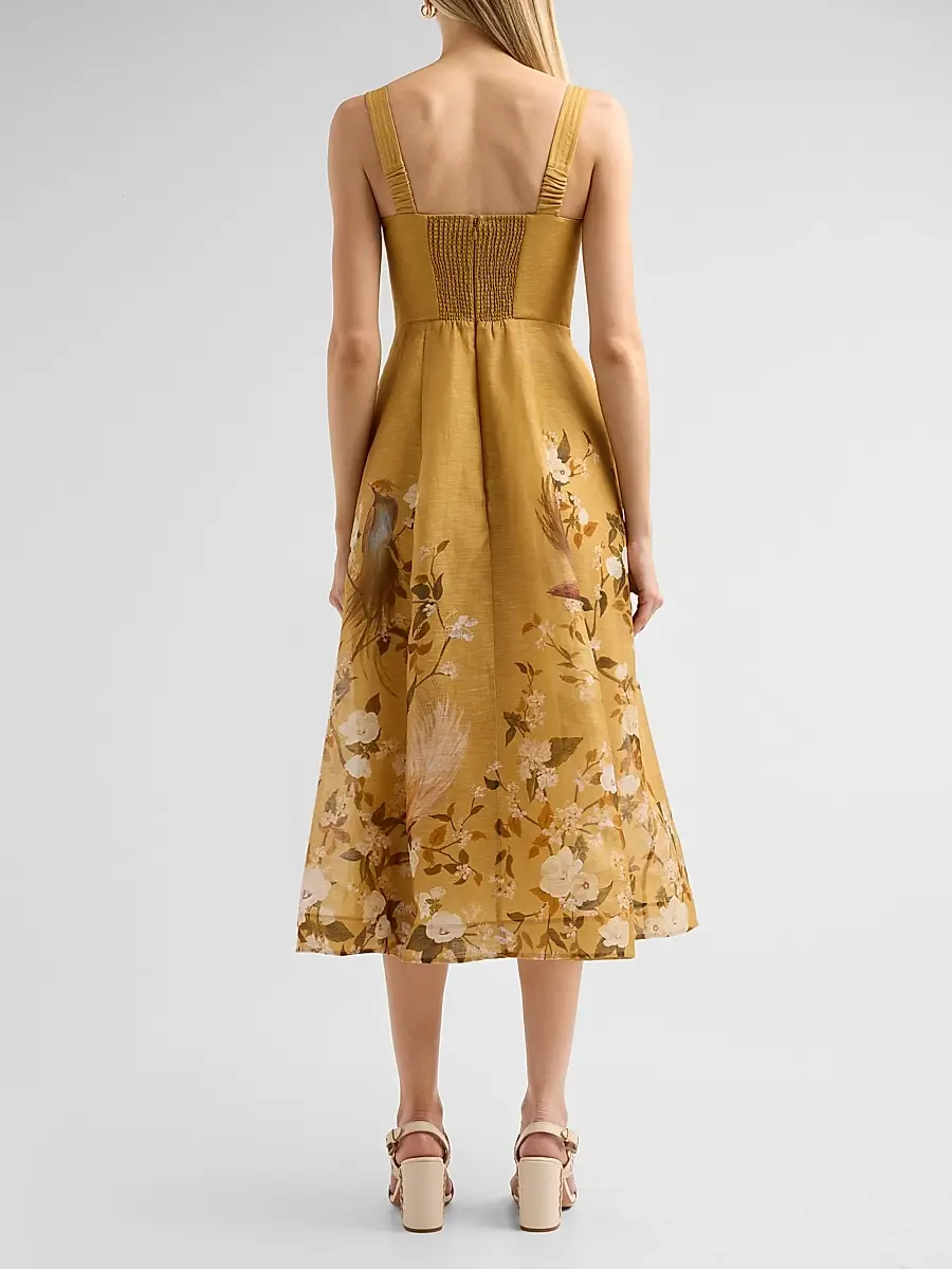 Zimmermann Women's Momentum Printed Linen Corded Midi Dress | Thumbnail 3 Zimmermann Women's Momentum Printed Linen Corded Midi Dress | Thumbnail 3