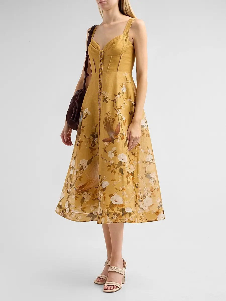 Zimmermann Women's Momentum Printed Linen Corded Midi Dress | Thumbnail 4 Zimmermann Women's Momentum Printed Linen Corded Midi Dress | Thumbnail 4