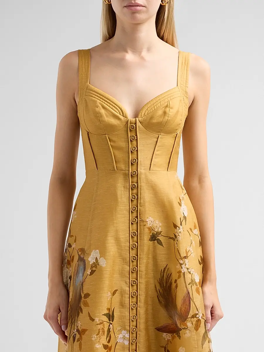 Zimmermann Women's Momentum Printed Linen Corded Midi Dress | Thumbnail 5 Zimmermann Women's Momentum Printed Linen Corded Midi Dress | Thumbnail 5