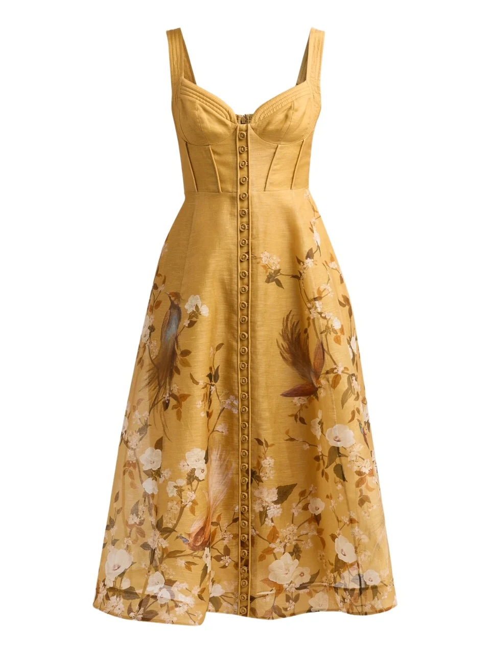 Zimmermann Women's Momentum Printed Linen Corded Midi Dress