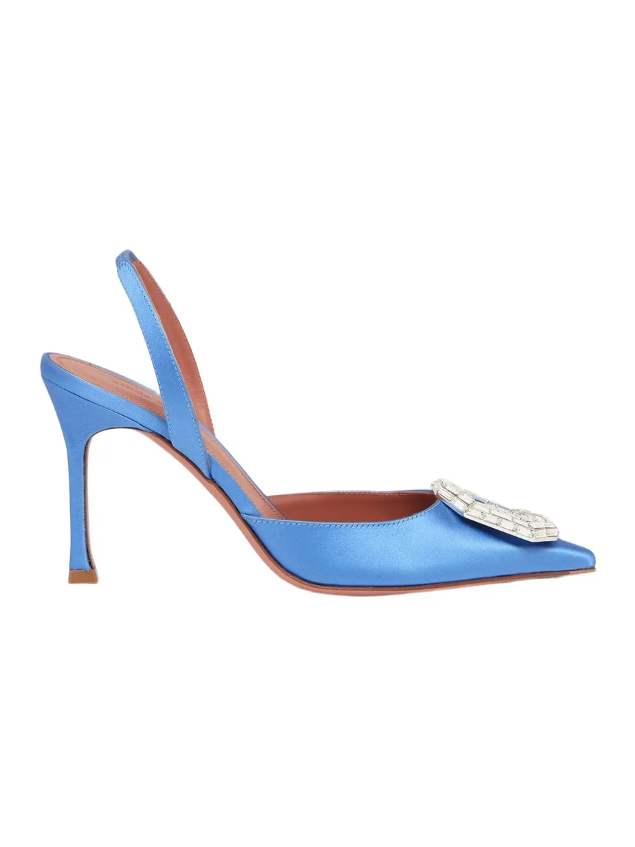 Amina Muaddi Women's Camelia 90MM Leather Slingback Pumps