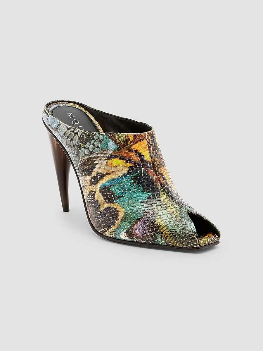 Alexander McQueen Women's Horn 105MM Embossed-Leather Peep Toe Mules | Thumbnail 3 Alexander McQueen Women's Horn 105MM Embossed-Leather Peep Toe Mules | Thumbnail 3
