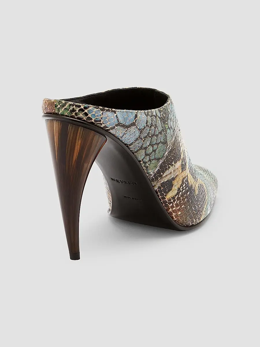 Alexander McQueen Women's Horn 105MM Embossed-Leather Peep Toe Mules | Thumbnail 4 Alexander McQueen Women's Horn 105MM Embossed-Leather Peep Toe Mules | Thumbnail 4