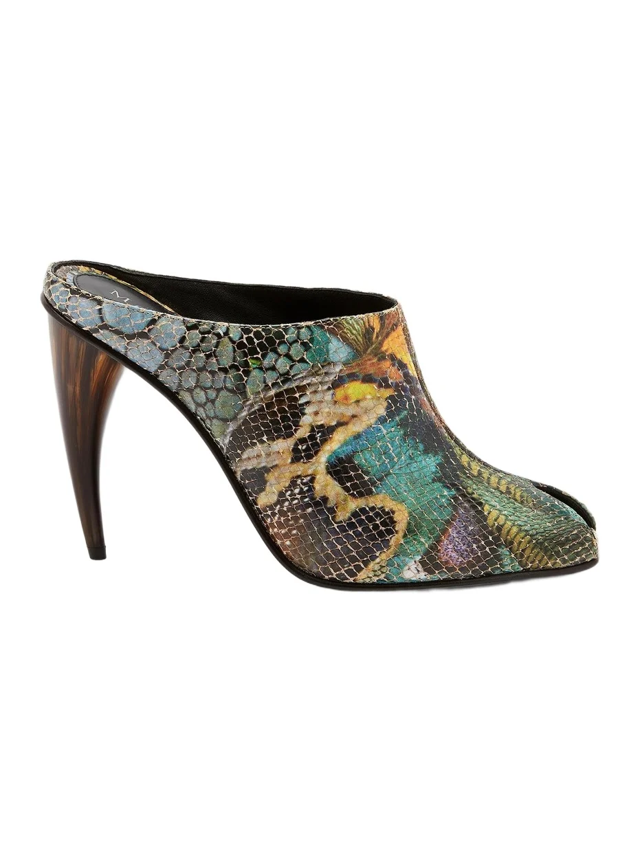 Women's Horn 105MM Embossed-Leather Peep Toe Mules