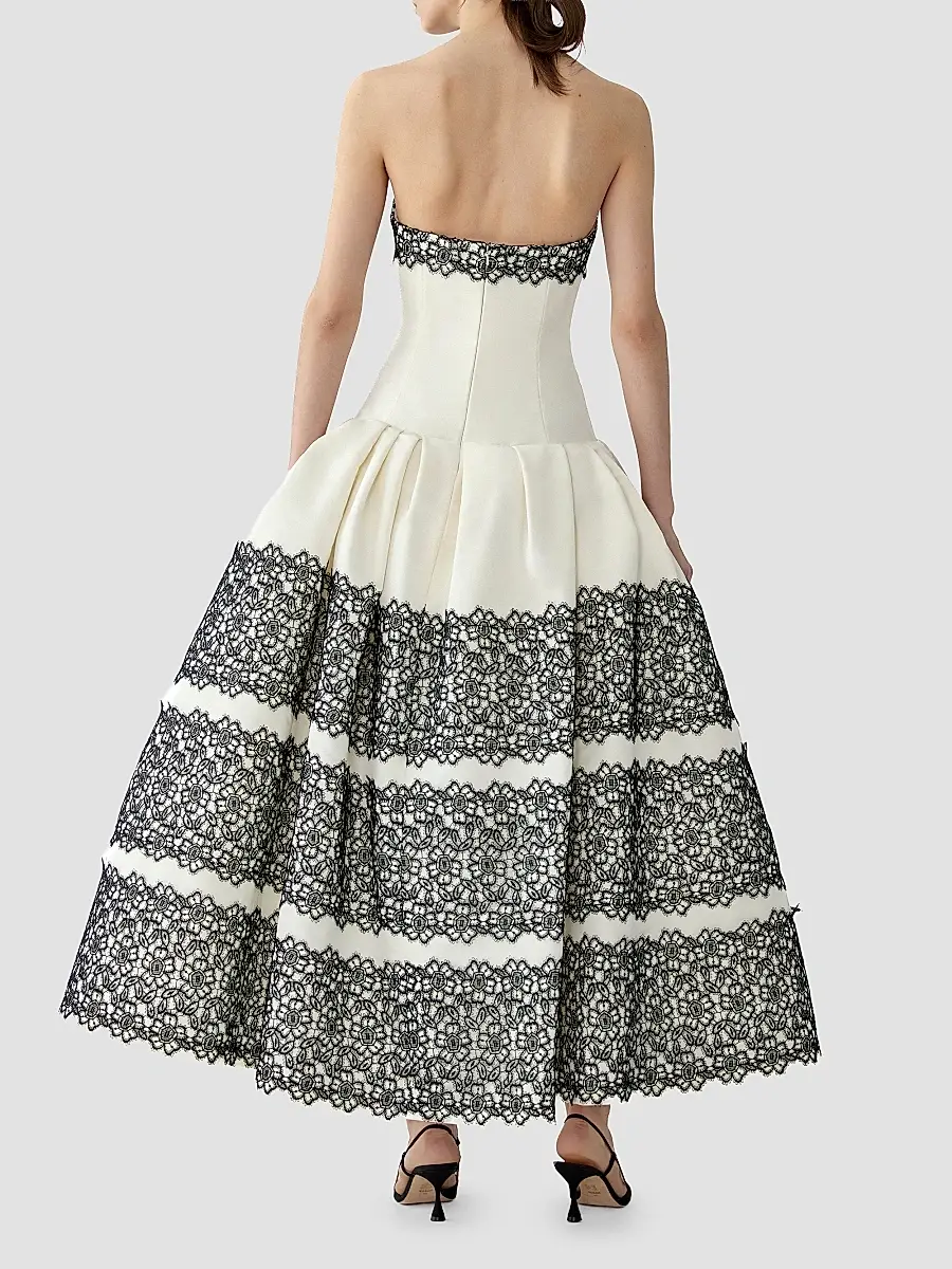 Carolina Herrera Women's Guipure Lace Silk Strapless Cocktail Dress | Thumbnail 3 Carolina Herrera Women's Guipure Lace Silk Strapless Cocktail Dress | Thumbnail 3