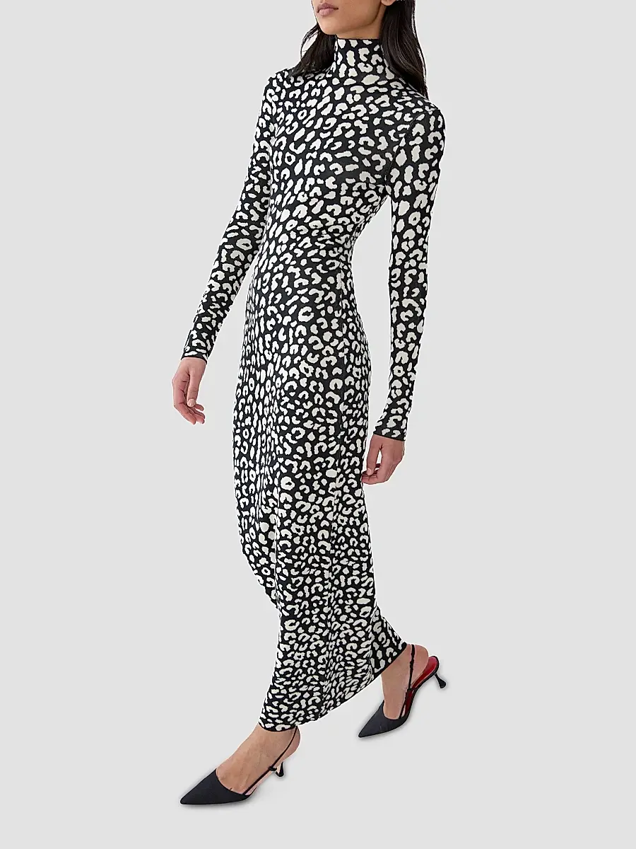 Carolina Herrera Women's Leopard Jacquard Silk-Blend Maxi Dress | Thumbnail 4