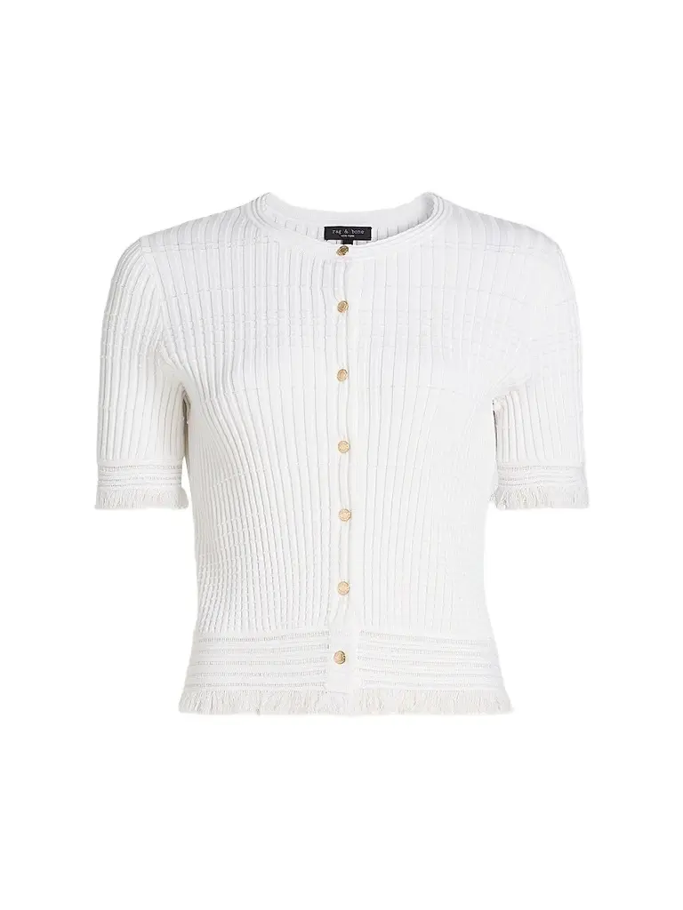rag & bone Women's Ayan Fringe-Trim Rib-Knit Cardigan