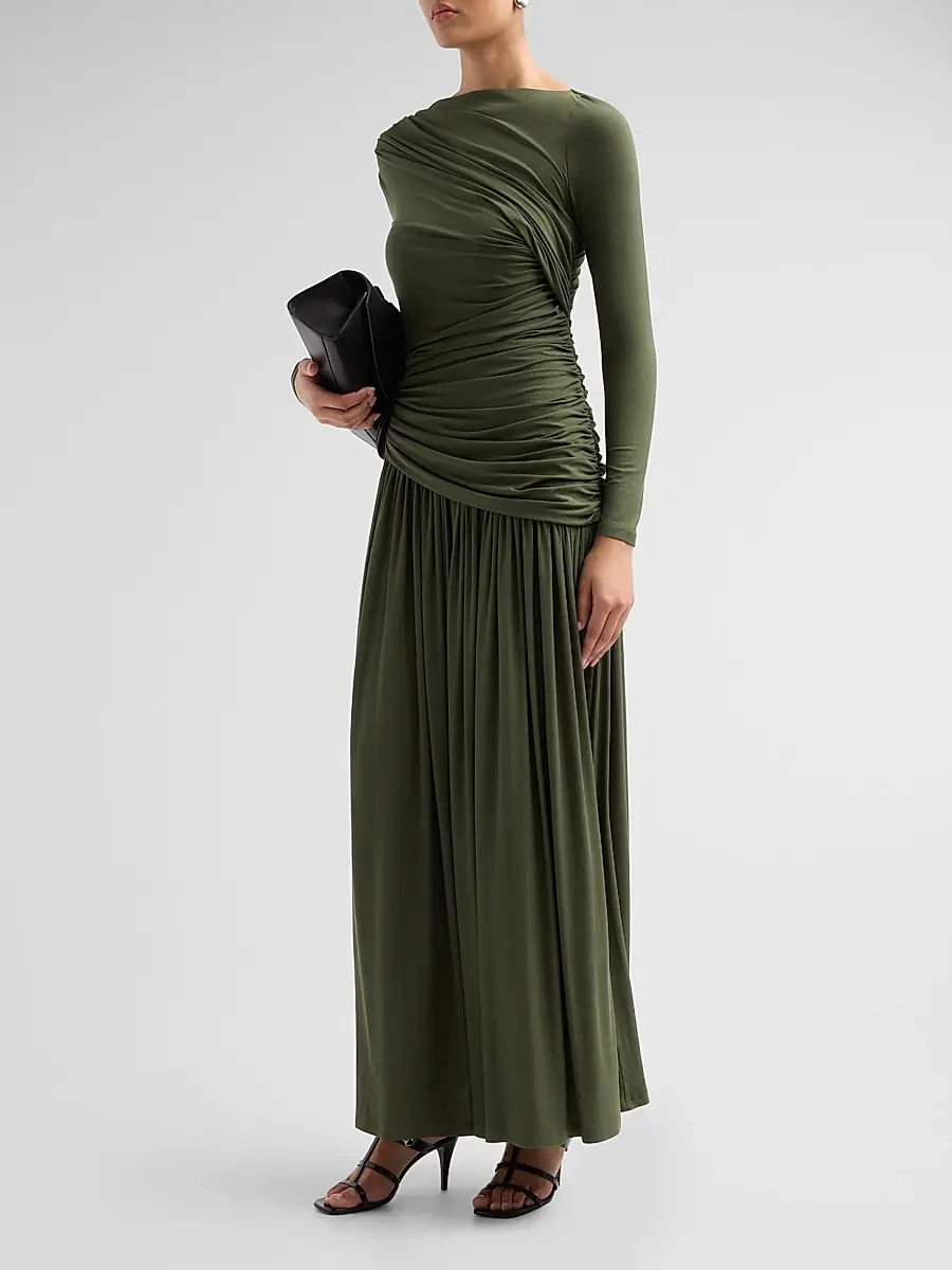 ACLER Women's Femme Fatale Stamford Draped Maxi Dress | Thumbnail 4