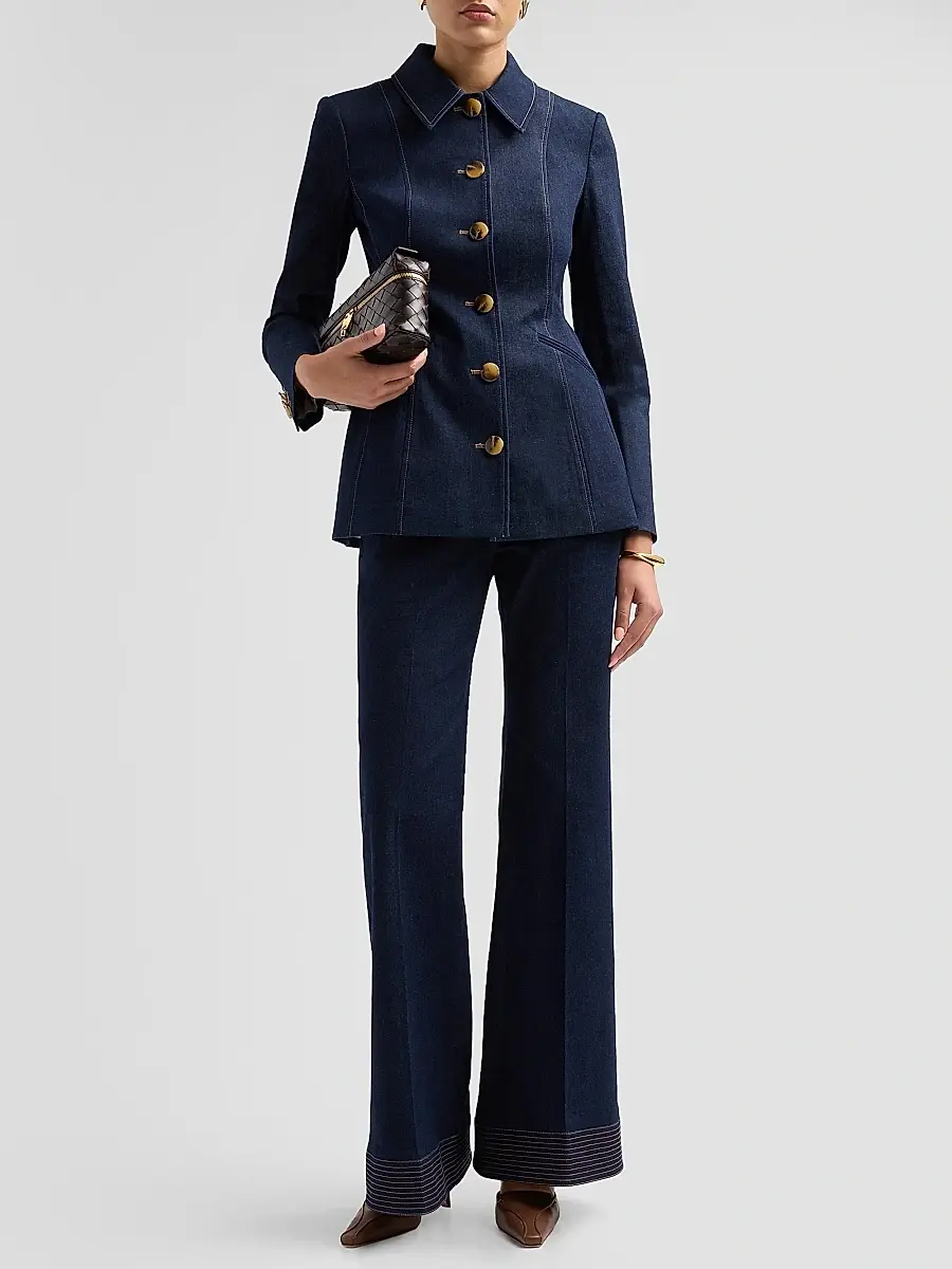 Veronica Beard Women's Calloway Stretch-Denim Tailored Jacket | Thumbnail 2 Veronica Beard Women's Calloway Stretch-Denim Tailored Jacket | Thumbnail 2