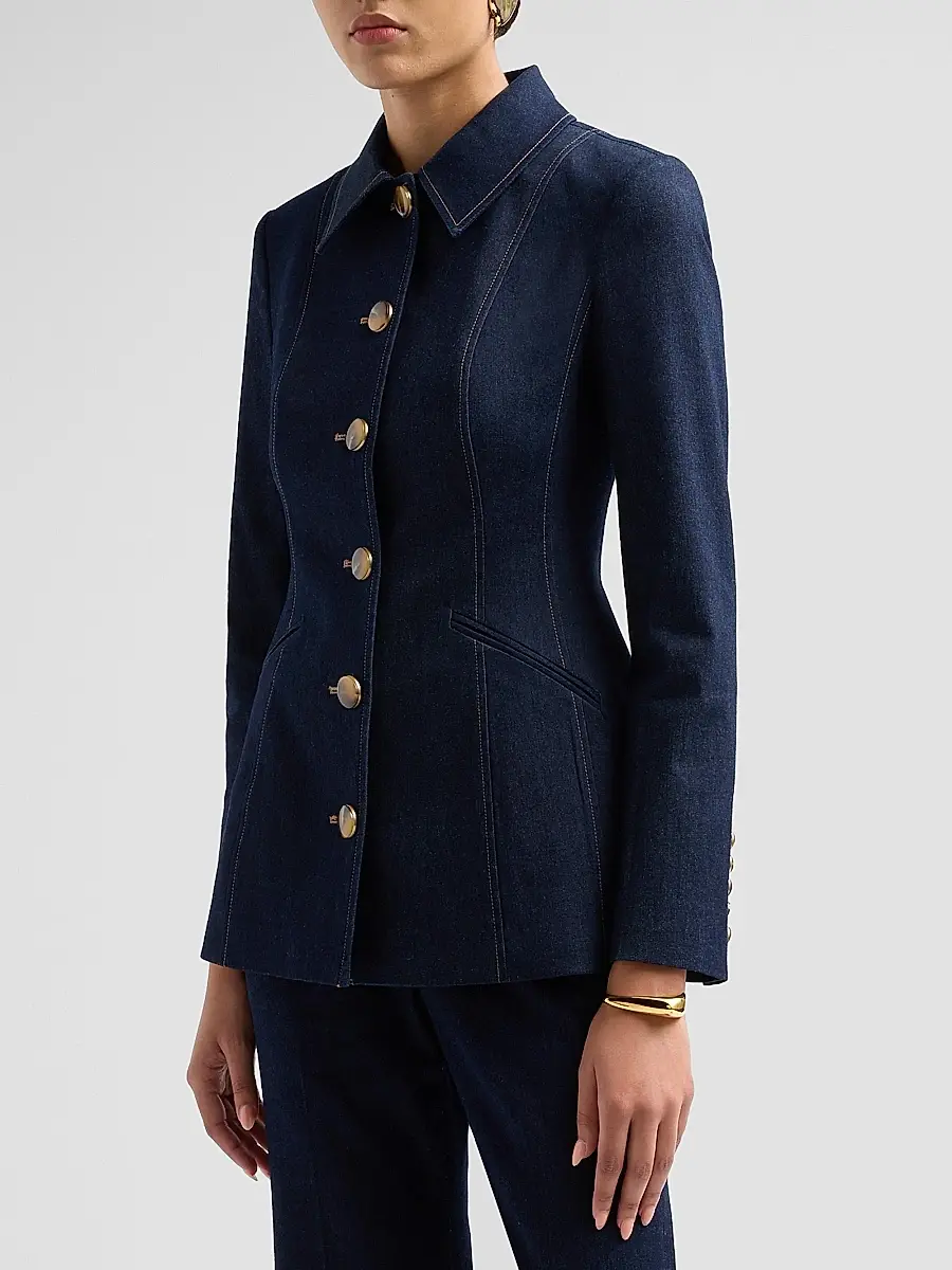 Veronica Beard Women's Calloway Stretch-Denim Tailored Jacket | Thumbnail 4 Veronica Beard Women's Calloway Stretch-Denim Tailored Jacket | Thumbnail 4