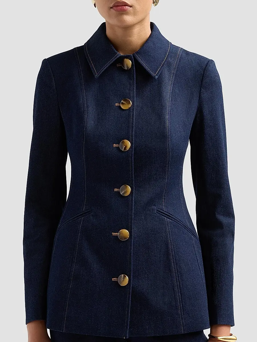 Veronica Beard Women's Calloway Stretch-Denim Tailored Jacket | Thumbnail 5 Veronica Beard Women's Calloway Stretch-Denim Tailored Jacket | Thumbnail 5