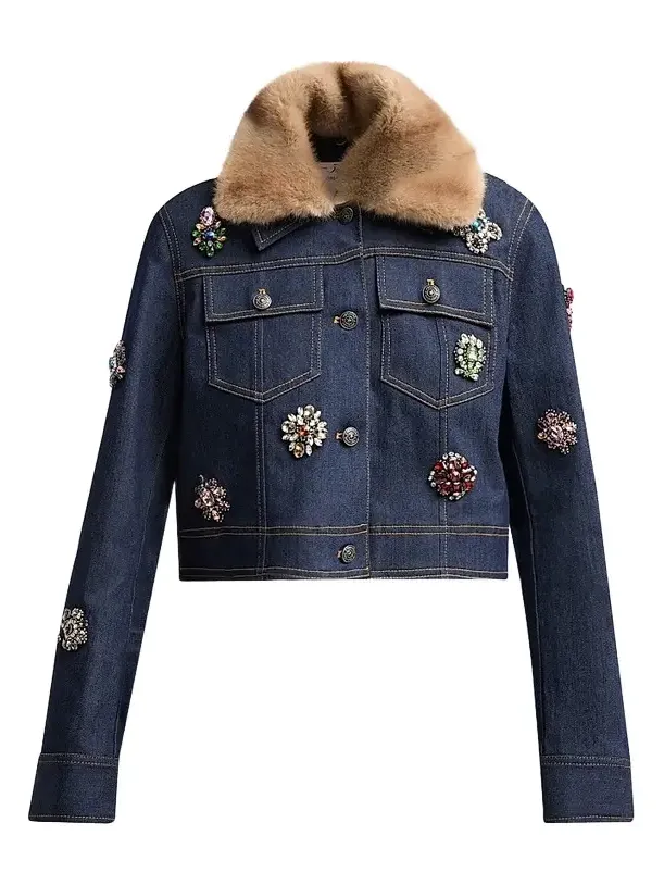 Cinq à Sept Women's Lexie Faux-Fur Collar Denim Jacket