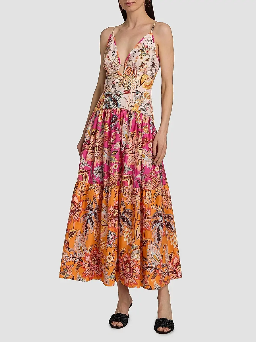 Farm Rio Women's Ligia Floral Tiered Maxi Dress | Thumbnail 2 Farm Rio Women's Ligia Floral Tiered Maxi Dress | Thumbnail 2