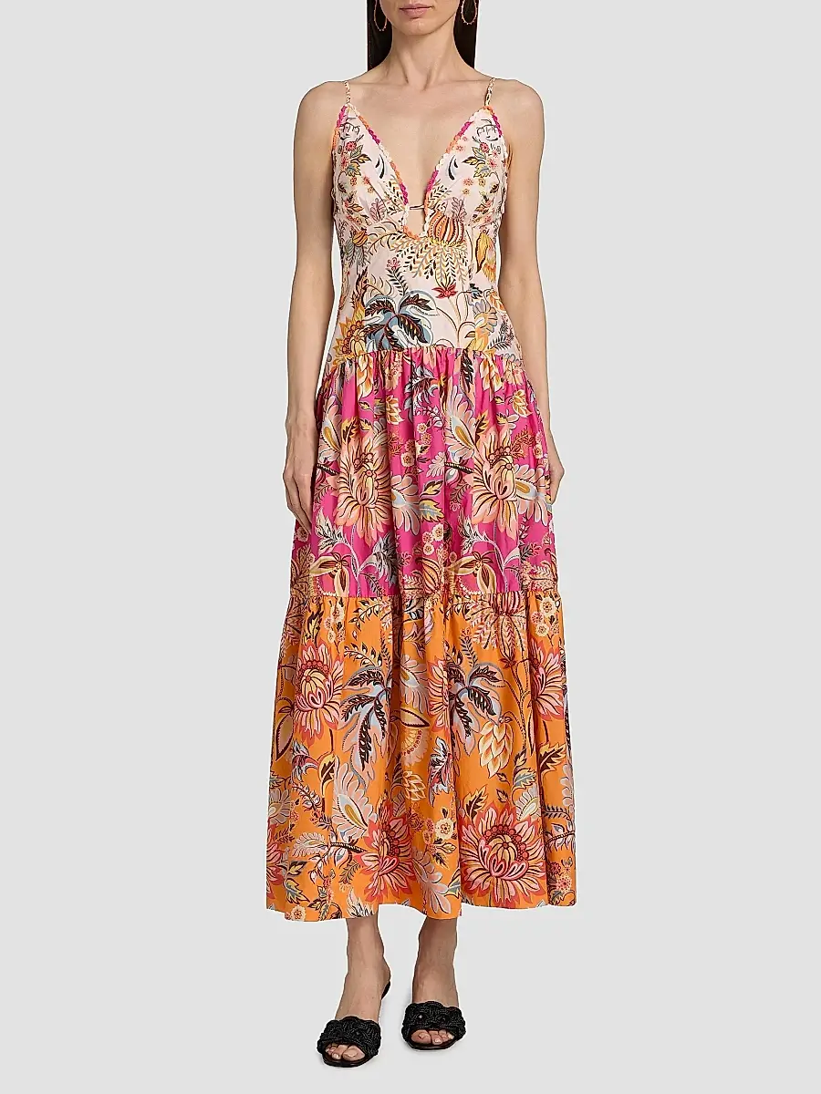 Farm Rio Women's Ligia Floral Tiered Maxi Dress | Thumbnail 3 Farm Rio Women's Ligia Floral Tiered Maxi Dress | Thumbnail 3