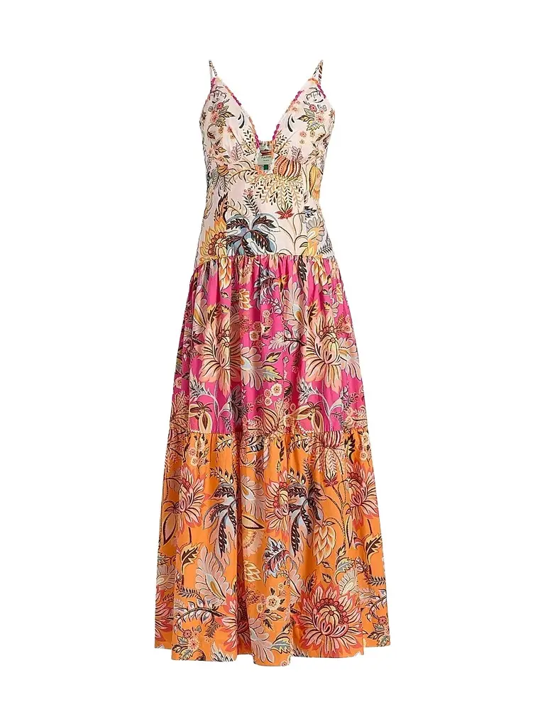 Farm Rio Women's Ligia Floral Tiered Maxi Dress