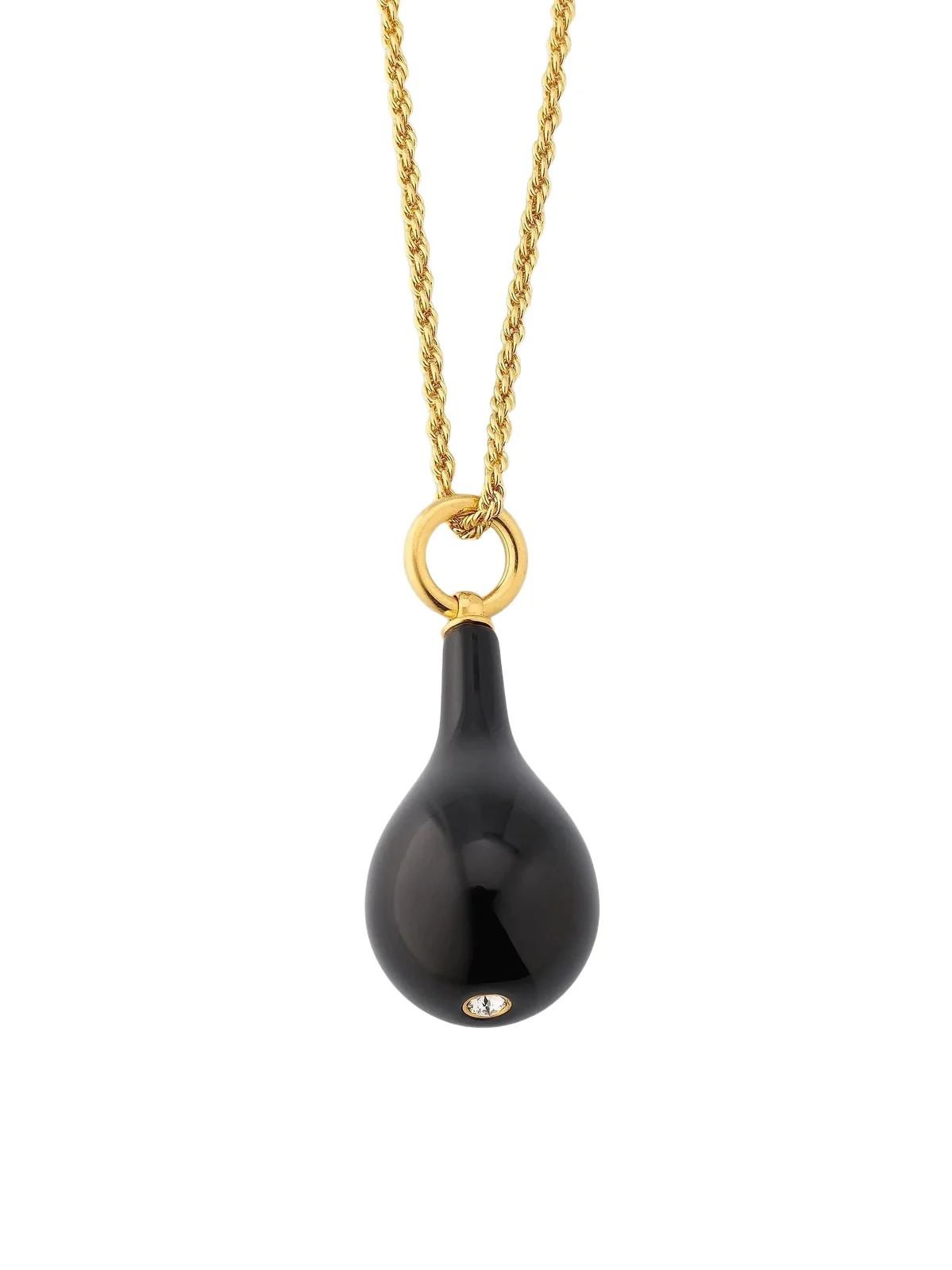 Women's Medium 24K-Gold-Plated, Onyx & Swarovski Crystal Drop Necklace