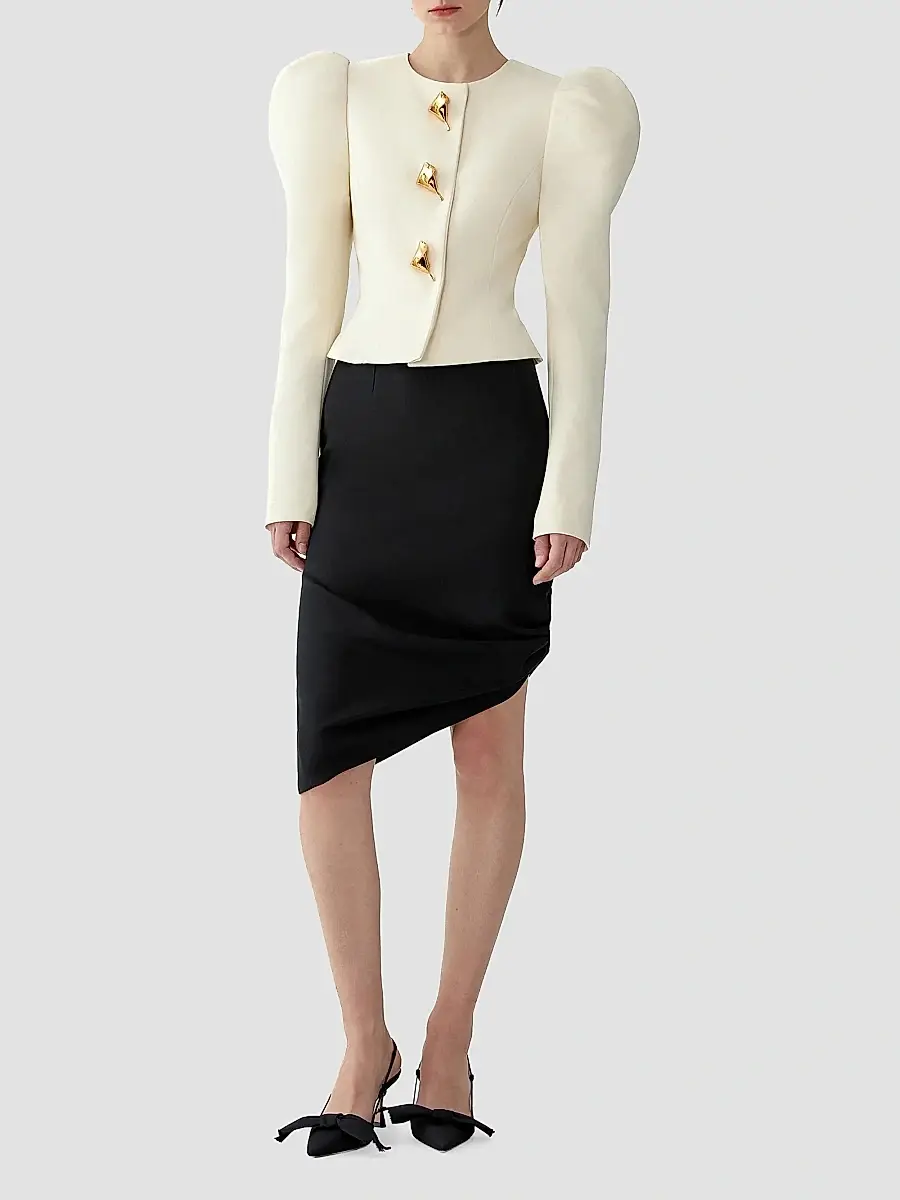 Carolina Herrera Women's Asymetric Stretch-Wool Knee-Length Skirt | Thumbnail 2 Carolina Herrera Women's Asymetric Stretch-Wool Knee-Length Skirt | Thumbnail 2