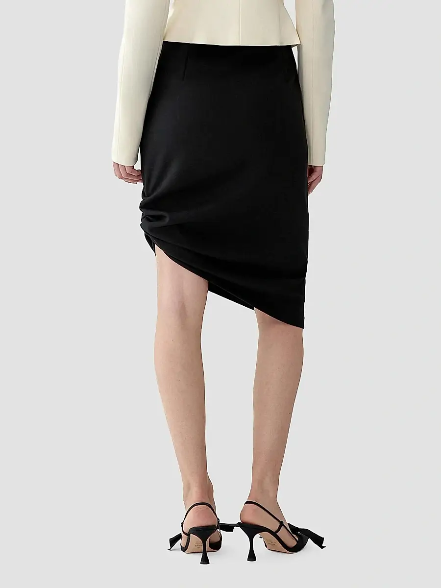 Carolina Herrera Women's Asymetric Stretch-Wool Knee-Length Skirt | Thumbnail 3 Carolina Herrera Women's Asymetric Stretch-Wool Knee-Length Skirt | Thumbnail 3