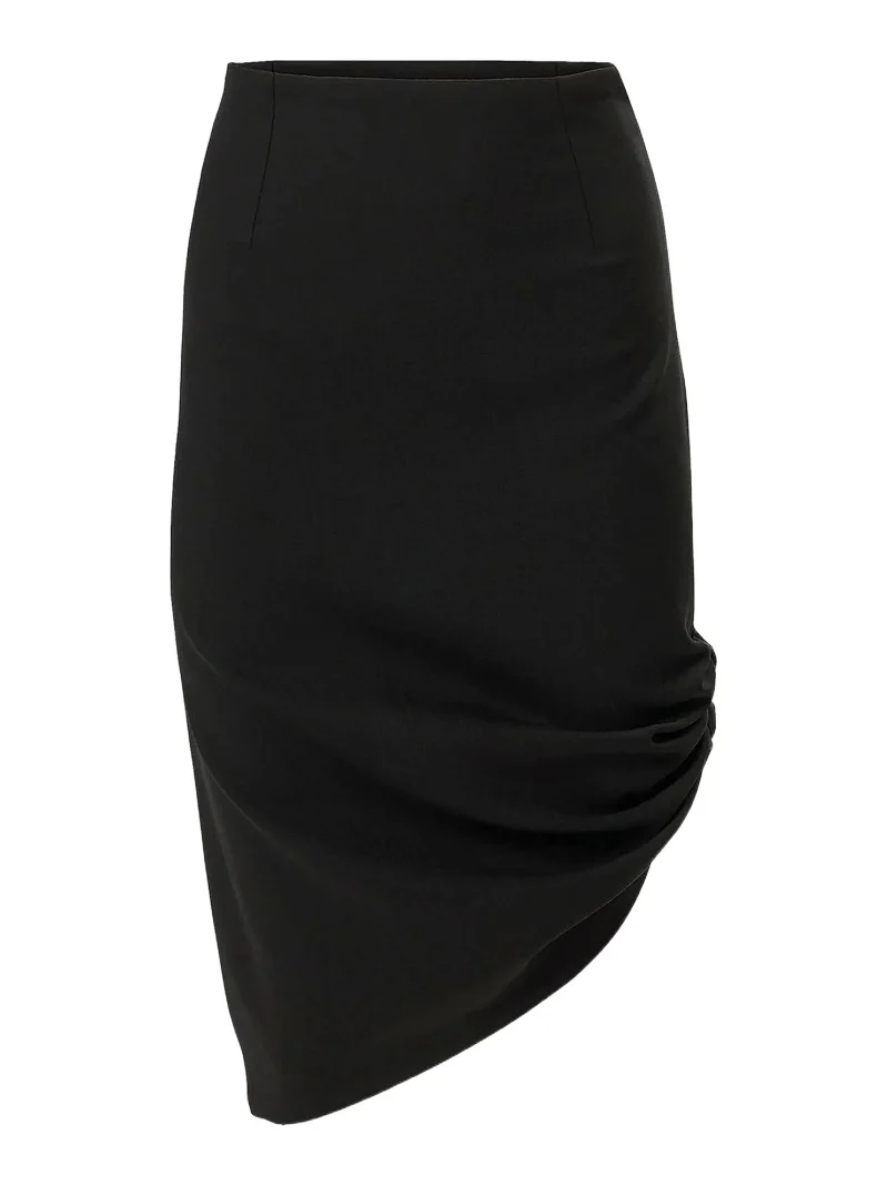 Women's Asymetric Stretch-Wool Knee-Length Skirt Women's Asymetric Stretch-Wool Knee-Length Skirt