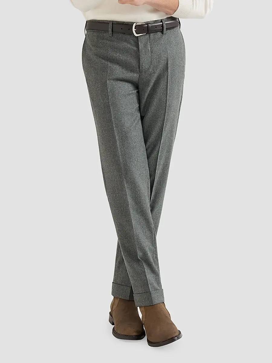 Brunello Cucinelli Men's Virgin Wool Flannel Italian Fit Trousers | Thumbnail 5