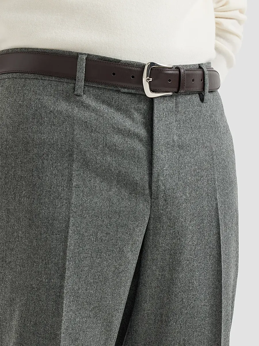 Brunello Cucinelli Men's Virgin Wool Flannel Italian Fit Trousers | Thumbnail 6
