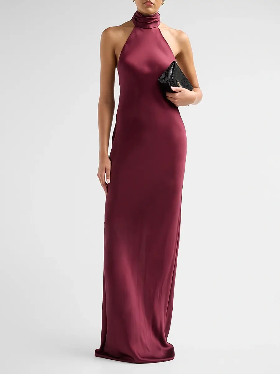 Ramy Brook Women's Tatiana High-Neck Satin Gown | Thumbnail 2 Ramy Brook Women's Tatiana High-Neck Satin Gown | Thumbnail 2