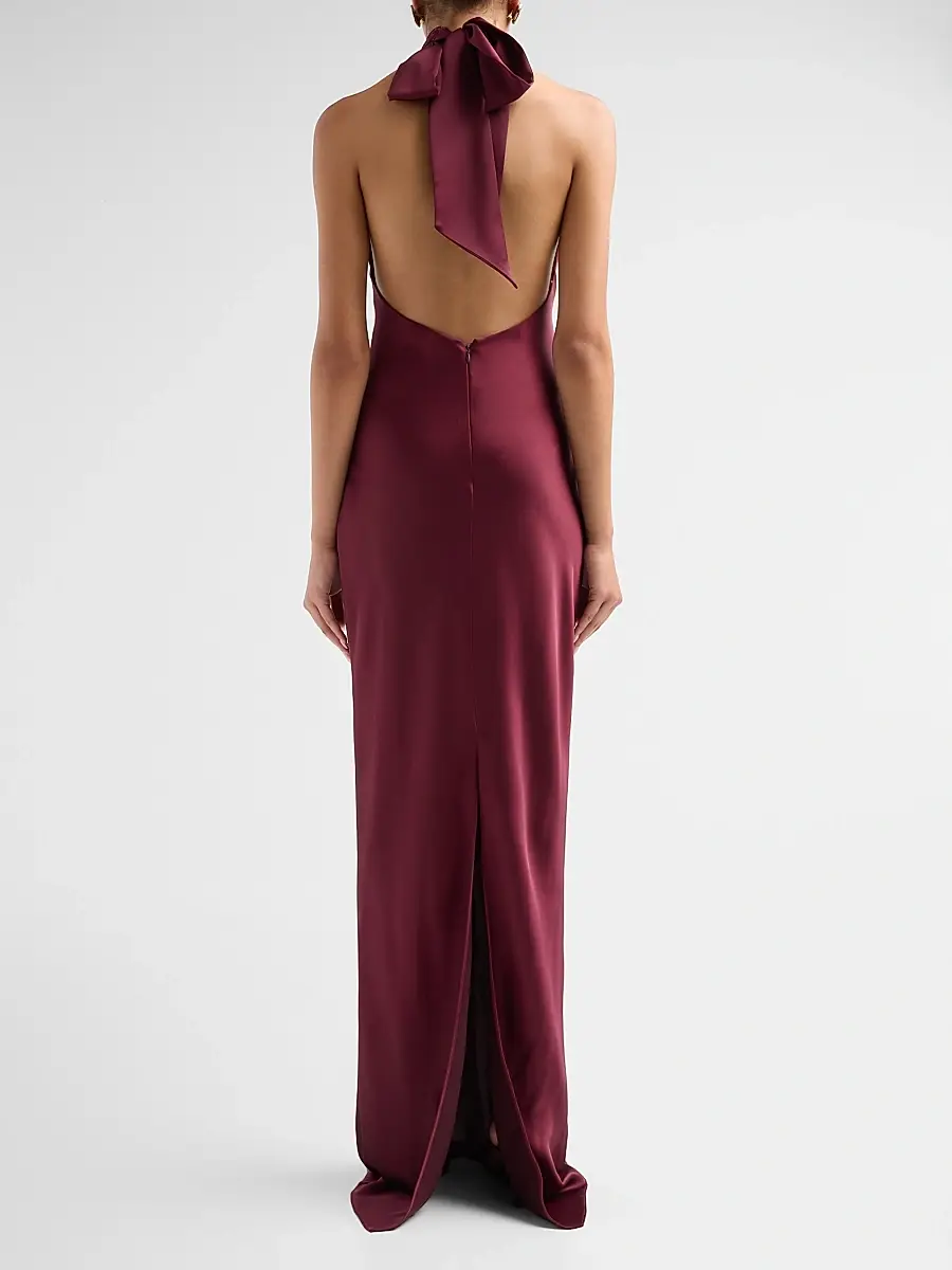 Ramy Brook Women's Tatiana High-Neck Satin Gown | Thumbnail 3 Ramy Brook Women's Tatiana High-Neck Satin Gown | Thumbnail 3
