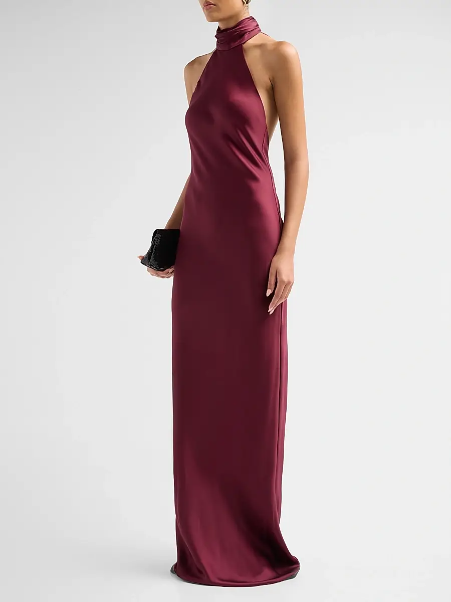 Ramy Brook Women's Tatiana High-Neck Satin Gown | Thumbnail 4 Ramy Brook Women's Tatiana High-Neck Satin Gown | Thumbnail 4