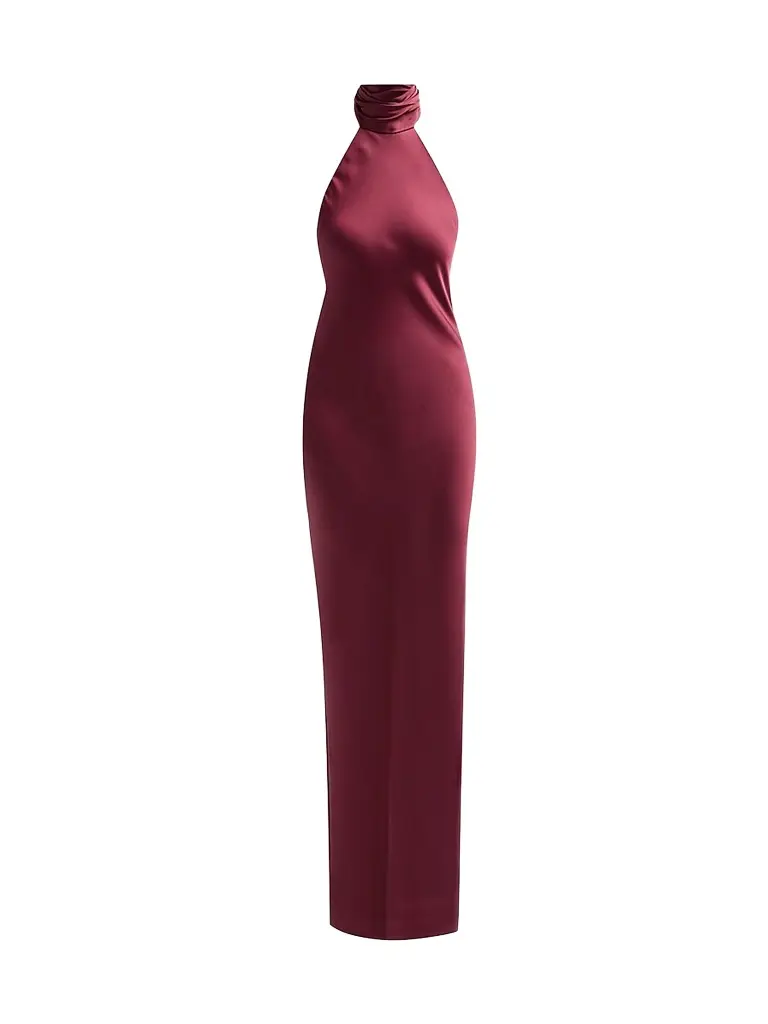 Ramy Brook Women's Tatiana High-Neck Satin Gown