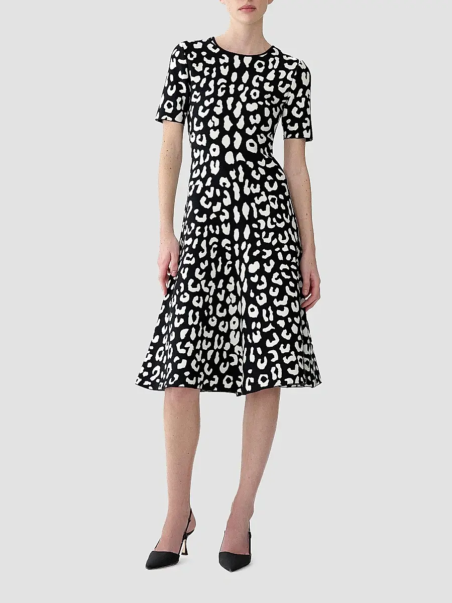Carolina Herrera Women's Cheetah Jacqaurd Silk Midi Dress | Thumbnail 2